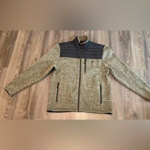 Stoic Yoke Sweater Jacket Fleece Lined Oatmeal Gray Mens size Large